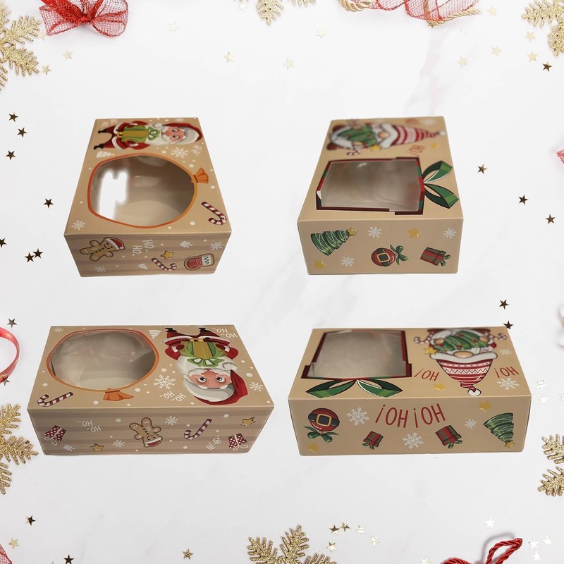 24pc Christmas Cookie Boxes Bulk Holiday Treat Bakery Gift Candy Packaging Set gallery