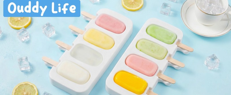 Popsicle Molds Set of 2, Ice Pop Molds Silicone 4 Cavities Ice Cream Oval Cake gallery