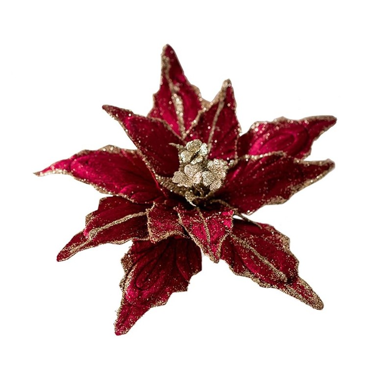 Vctops 6 Pcs Christmas Glitter Flowers 11 Inch Christmas Tree Wreath Ornaments gallery