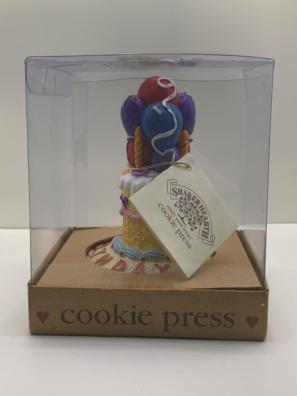 Vintage 1997 Shakerhearth Cookie Press Mold Stamp Happy Birthday New In Box