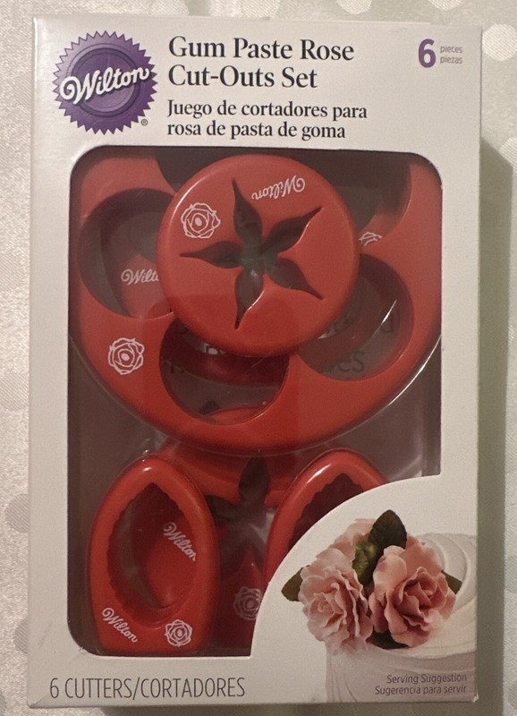 Wilton Gum Paste Rose Cut-Outs 6Pc Set Leaves Cake Decorating Fondant Flower Cut gallery