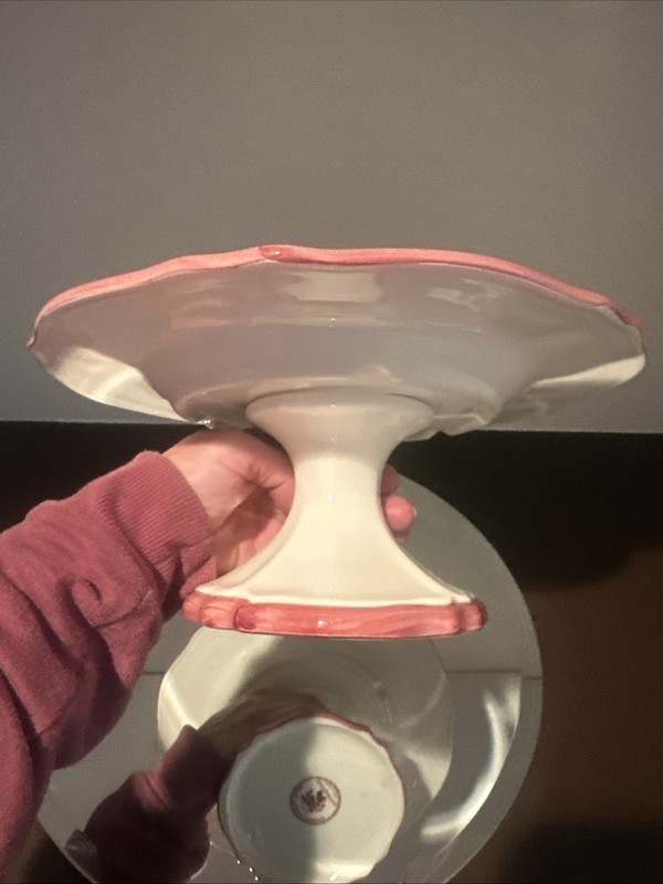 Italian Ceramic Company “Red original Fruits”-Cake Pedestal- Rare Find! gallery