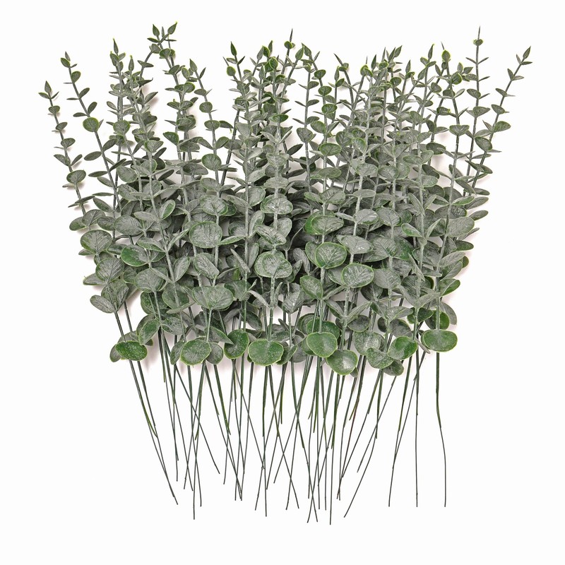 ScarFio Fake Plants, 40Pcs Eucalyptus Stems Artificial 40 Pcs, Grey Green