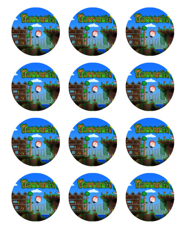 Terraria Cake Topper Edible Icing Birthday Cake Gaming Decorations (3 Sizes) #02 gallery