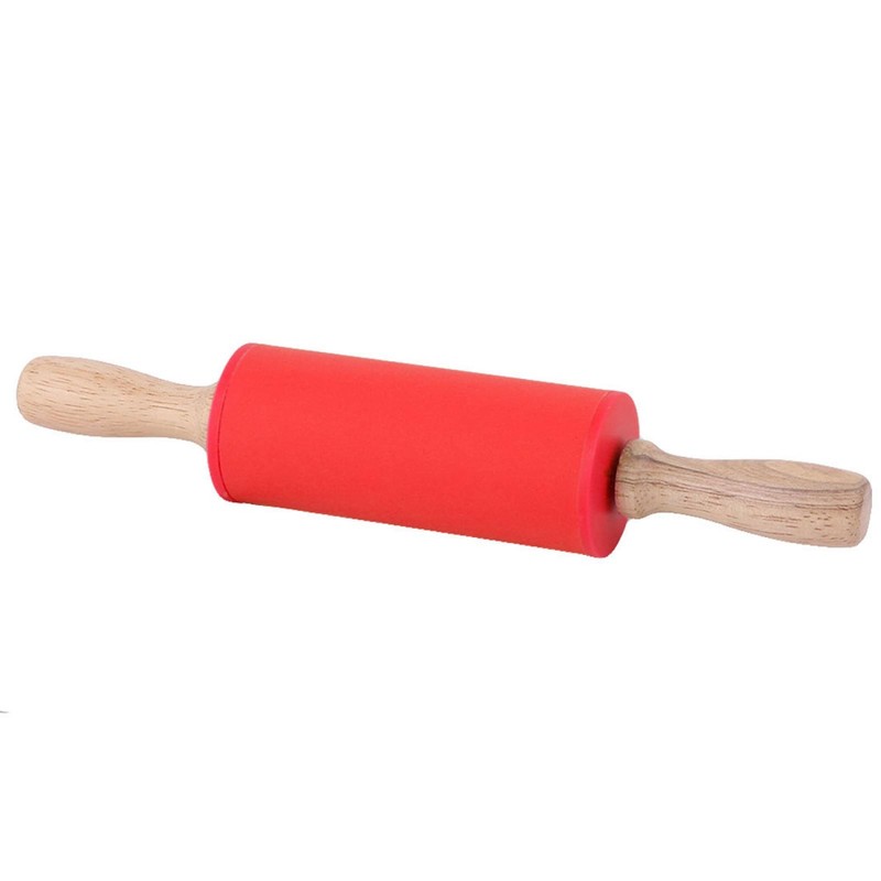 Household Kitchenware Wood Handle Flour Dumpling Rolling Pin Red 23cm Length gallery