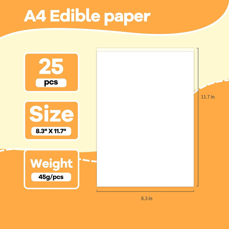 E-Kongton Edible Paper, 25 Icing Sheets in Resealable Packaging 8.5" x 11", A4 S gallery