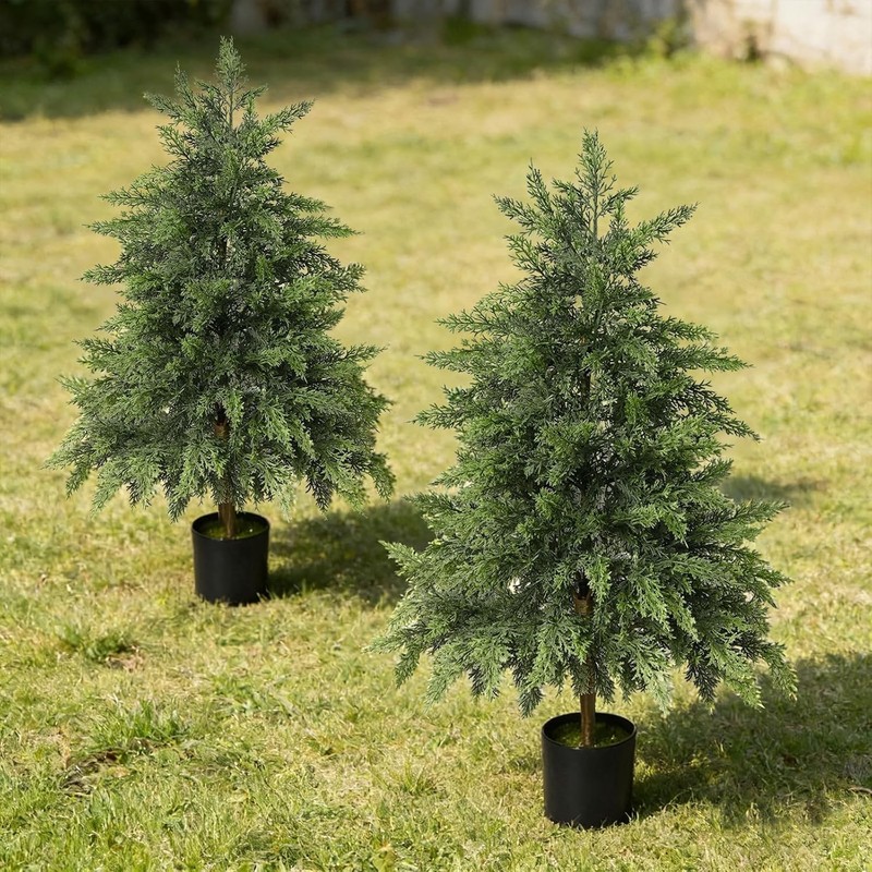 Fajunzh Real Touch Artificial Cedar Topiary Trees 3Ft 2 Sets Of Realistic gallery