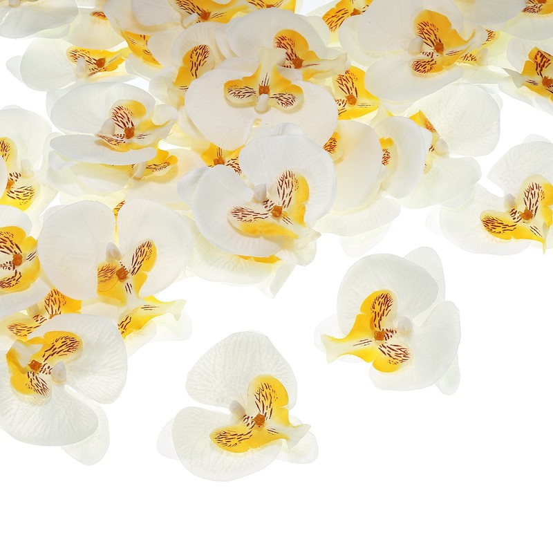2.8″ Artificial Orchid Flower Heads, 80pcs for Floral Decoration, White