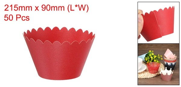 Cupcake Wrappers Paper, 50 Pack Baking Cups Standard Wave Decoration, Red gallery