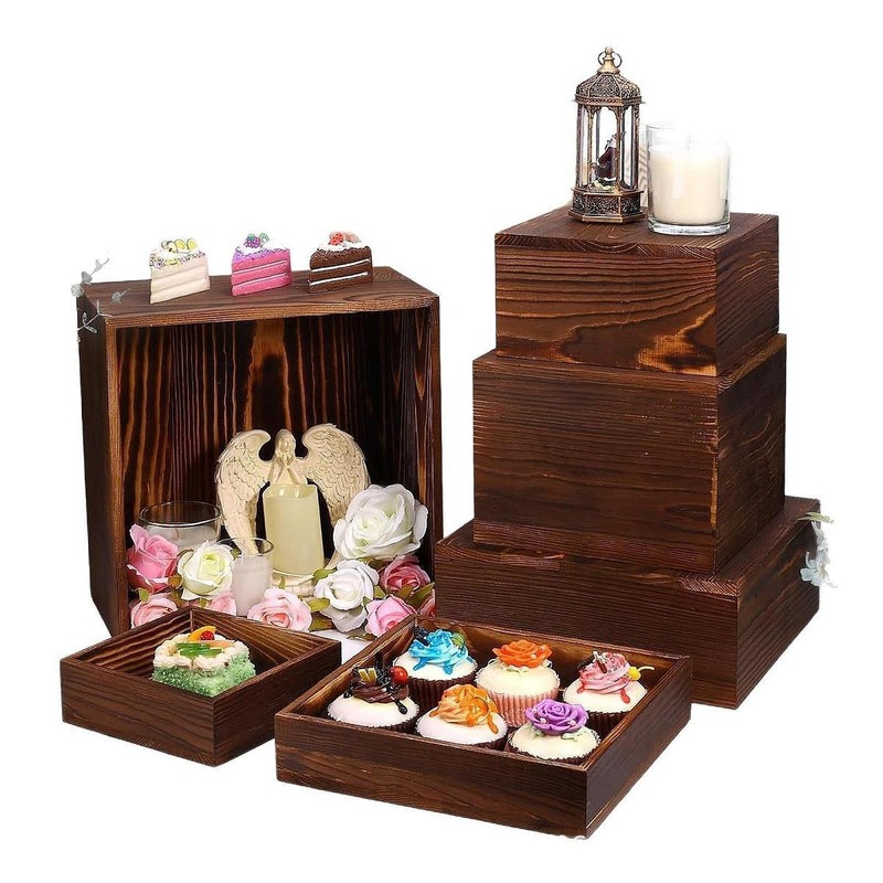 6x Buffet Riser Food Riser Space Saving with Hollow bottoms Wood for Jewelry gallery