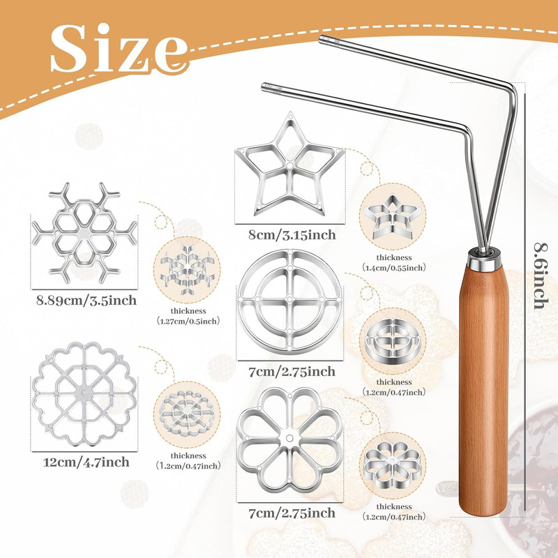 6-Piece Rosette Iron Mold Set with Interchangeable Heads for Baking and Cooking gallery