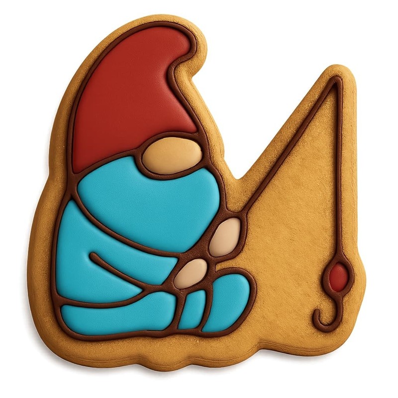 Fishing Gnome Cookie Cutter & Stamp – 4×3.3 Fun Kitchen Baking