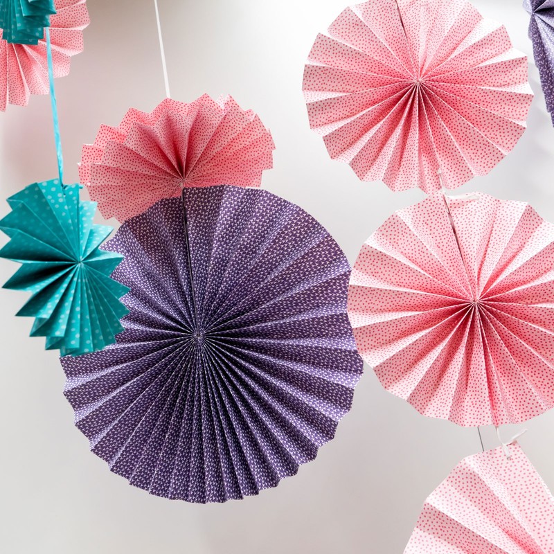8"/12"/16" Hanging Fan Paper, 6 in 1 Set, Purple gallery