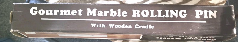 Gourmet Marble Rolling Pin with Wooden Handles and Cradle White Grey Veined 18in gallery