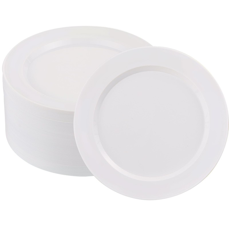 50 PCS White Plastic Plates for 50 Guests,10.25 inch Heavy Duty Disposable Pl…