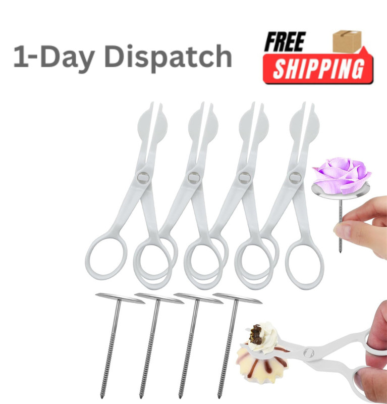 Thinslimer 4 Pack Cake Flower Decorating Set Flower Nail and Lifters Stainless