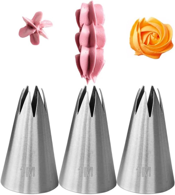 1M Piping Tip for Cake Decorating,Seamless Icing Tips,3 Pcs Decorating Tips,Open gallery