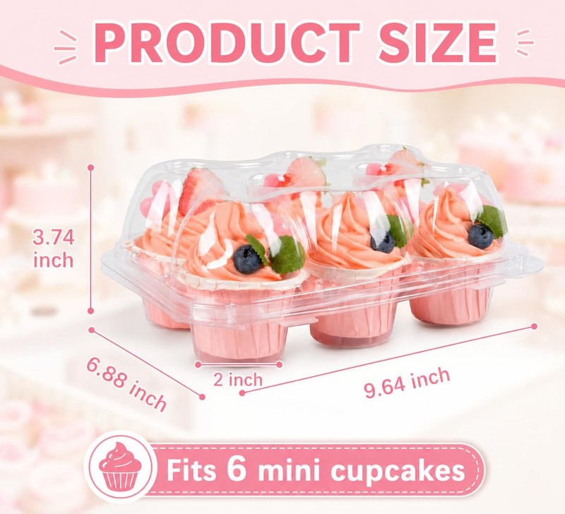 Cupcake Containers Holder - 6 Counts x 30 Sets Stackable Cupcake Boxes Carrie... gallery
