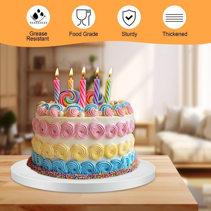 12 PCS Cake Drum 14 Inch Round 1/2 Inch Thick Board White Cardboard Base gallery