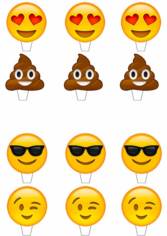 Emoji / Smiley Faces - Edible Cupcake Toppers, Fairy Cake Bun Decorations Poo gallery