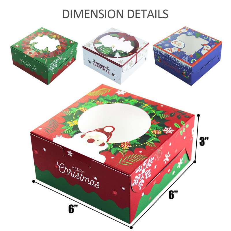 Christmas Bakery Box with Window 60Packs 6X6X3 Cookie Boxes Pastry Box for Chris gallery