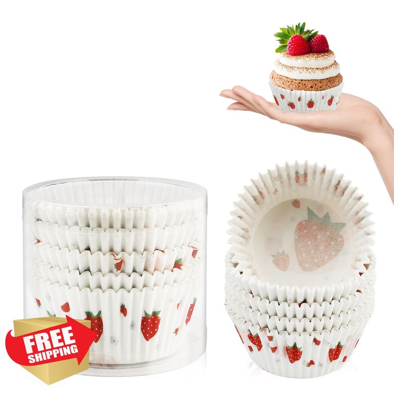 Kiopdse Strawberry Muffin Liners Cups 100 Pack