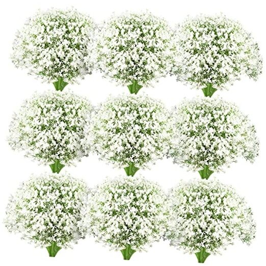 Ysleen Pieces Artificial Flowers Plastic Baby Breath Flowers Faux 100 White gallery
