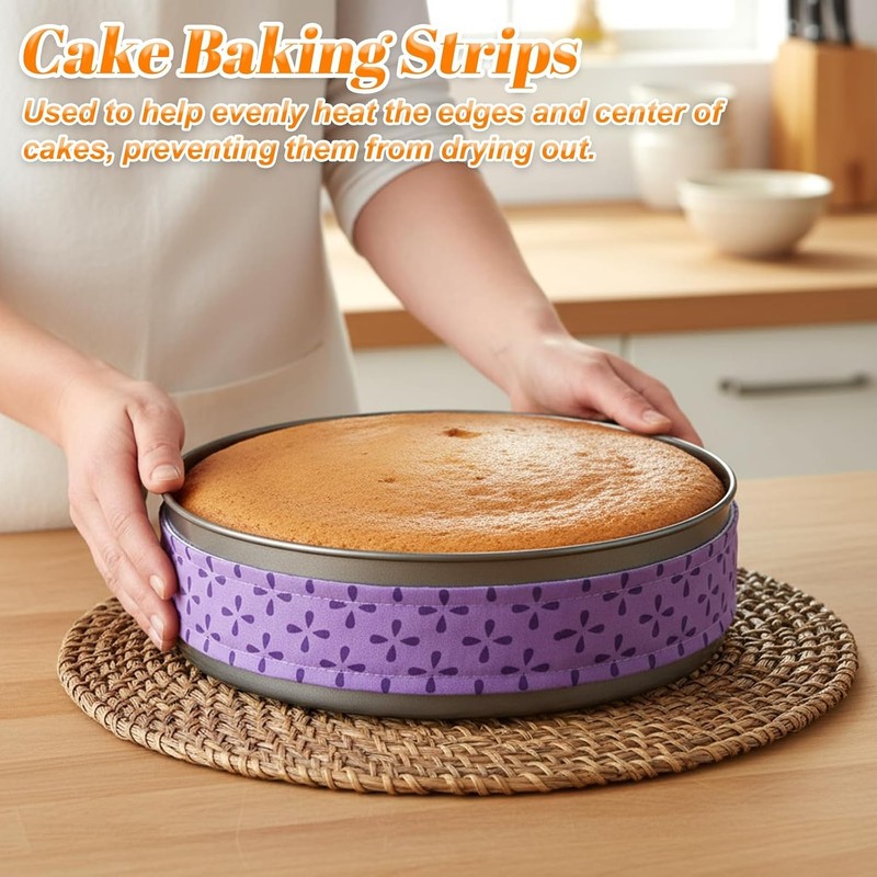 4 PCS Cake Strips for Even Baking, Dampen Baking Strips for Cake Pans Strip gallery