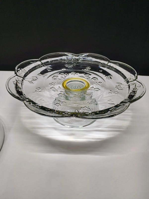 Vintage Anchor Hocking glass cake stand with dome Savannah Clear pattern retired gallery