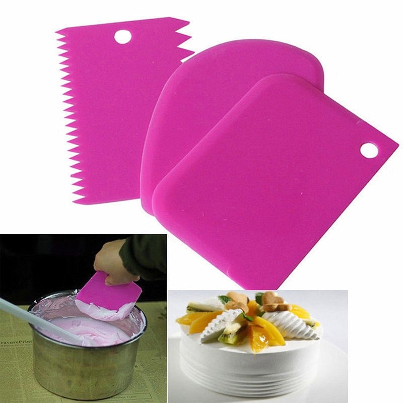 Pastry Decoration Tools 3pc Plastic Scraper Baking Fondant Cake Icing Dough gallery