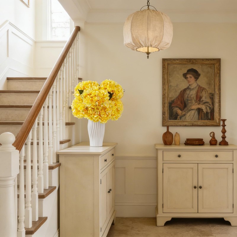 Wenhuidr 6PCS Artificial Silk Hydrangea Flowers, Yellow gallery