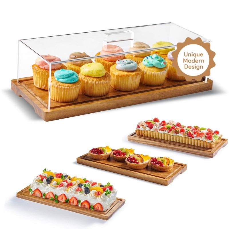 Cake Display with Lid – Acacia Wood Dessert Stand & Wooden Charcuterie Board …