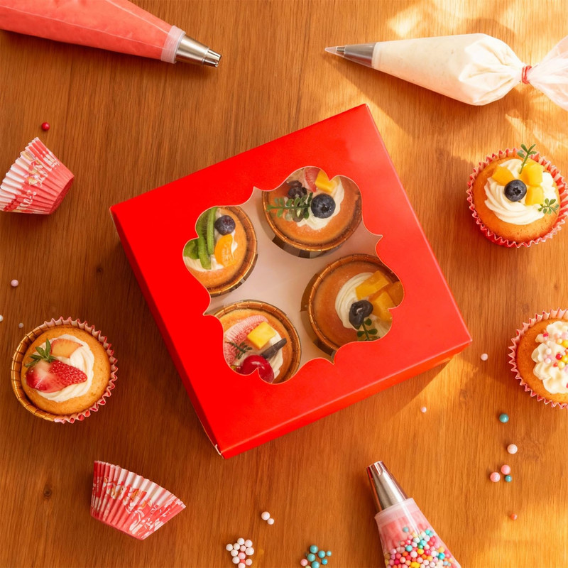 Cupcake Boxes with Window 6.5X6.5X3 Inch - 20 Pack Bakery Boxes with 4-Compartme gallery