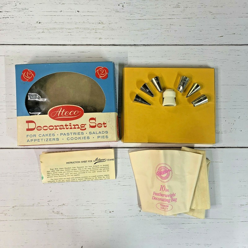 Vintage Ateco Decorating Set #334C – Cakes Pastries Cookies Apps – 7 Piece Set