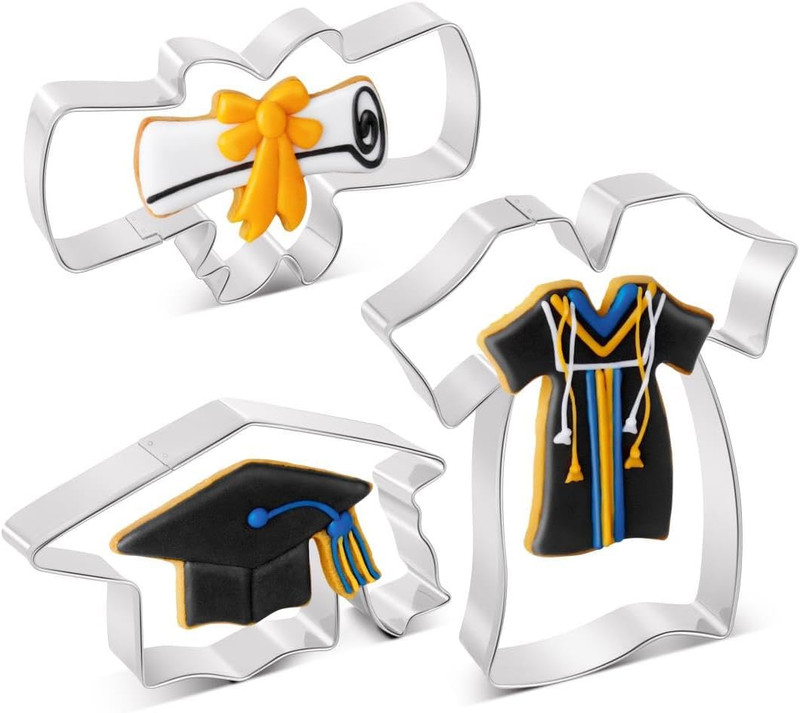 Graduation Cookie Cutters Set 3 Pieces, Stainless Steel Graducation Cap Cookie C gallery