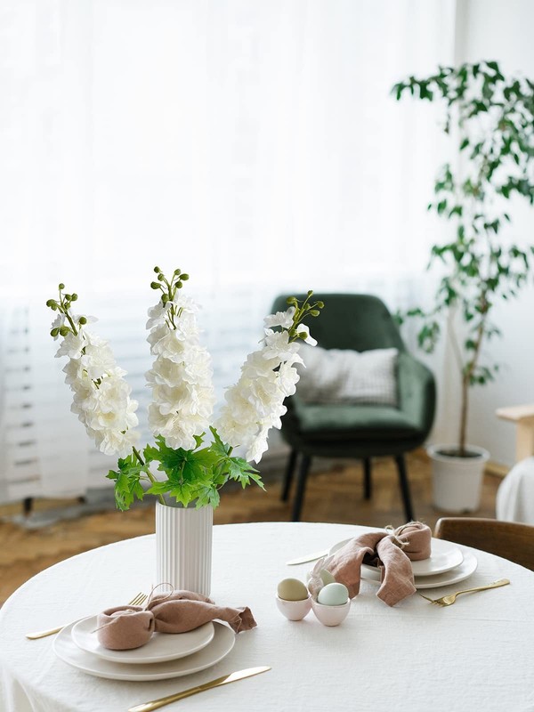 Yalzonemet 3 Pcs White Delphinium Artificial Flower Real Touch Latex Delphinium gallery