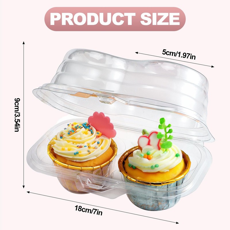 50 Pcs 2 Compartment Cupcake Container,Cupcake Carrier Holder,2 Cavity Cupcak... gallery