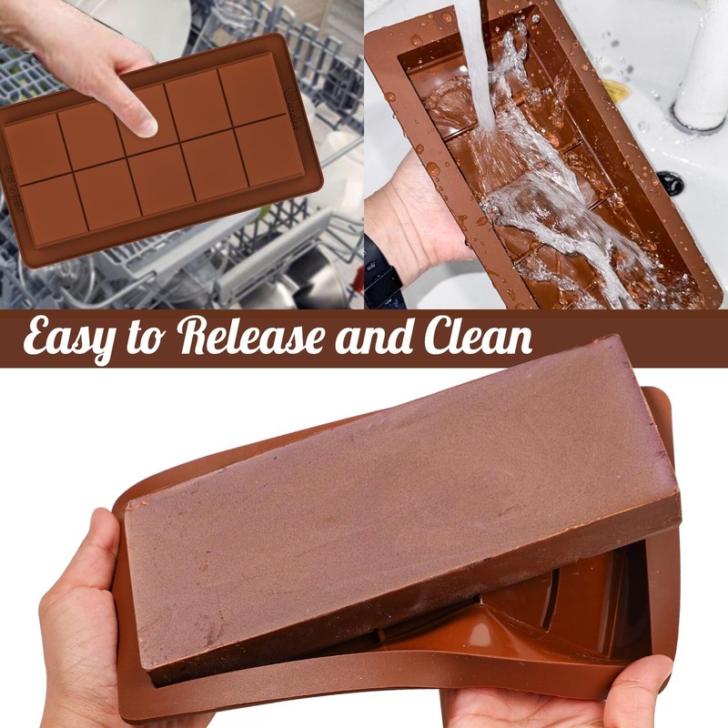 Deep Chocolate Bar Molds 2 Pack, 1 Inch Deep Large and Thick Silicone Chocolate gallery