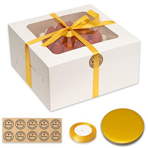 20 Pack Cake Boxes with Window Bakery Boxes for Cake Pie, 10x10x5 Inch