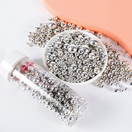 Kasvan Pearl Sugar Sprinkles - Edible Candy Pearls 130g/4.58 Oz, Mix Silver gallery