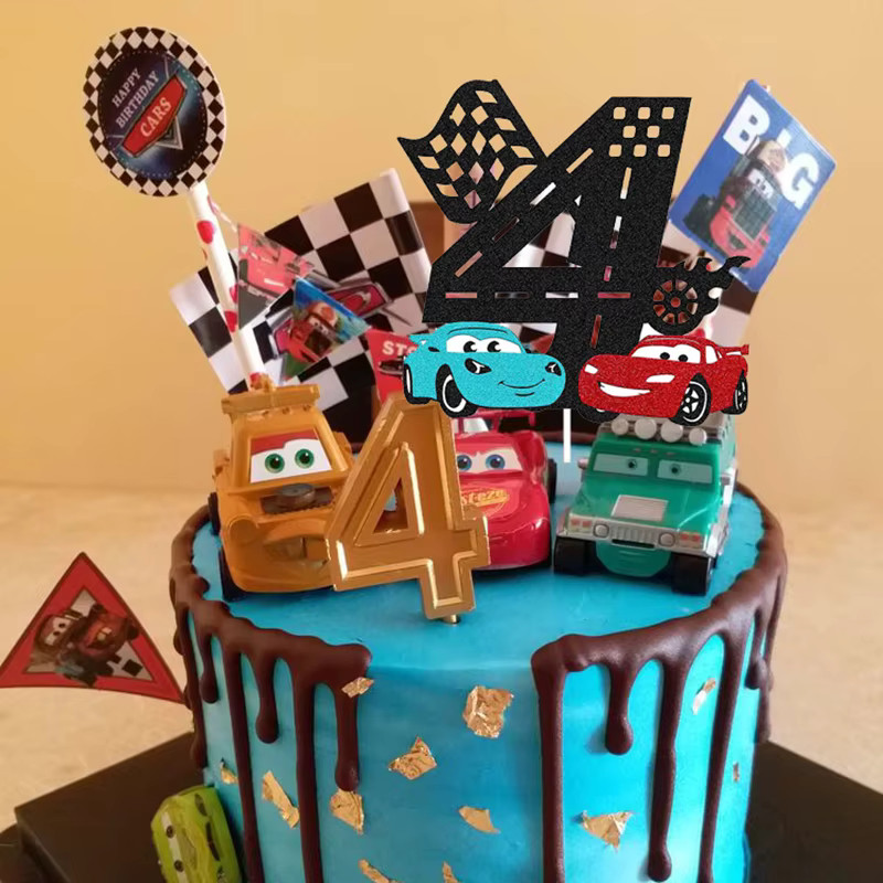 Disney McQueen Lightning Cars Happy Birthday Cake Topper Kids Baby gallery