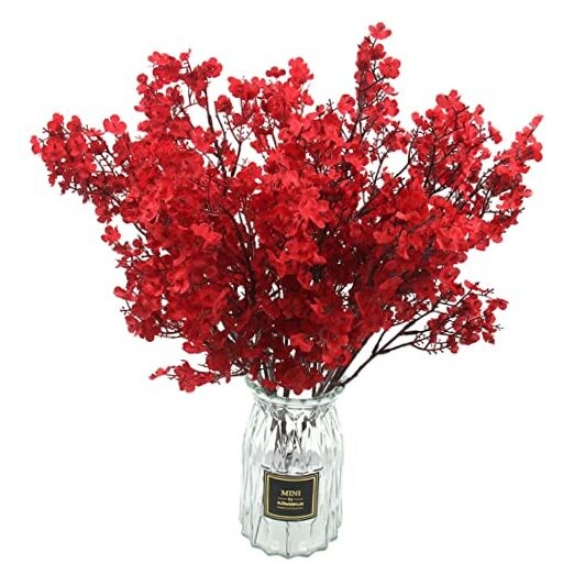 10 Pcs Babys Breath Artificial Flowers Real Touch Fake Flowers Silk Plants Red