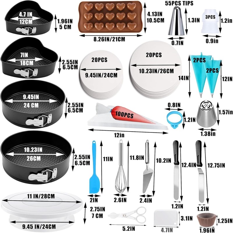 540PCS Cake Decorating Kit - Baking Supplies with 4 Springform Pans, Rotating Tu gallery