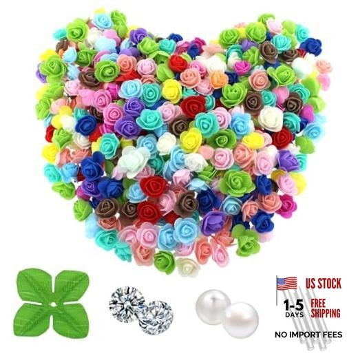 500 Pcs 1.4 Inch Mini Artificial Flowers Head Bulk 5 23. Multiple Mixed Color