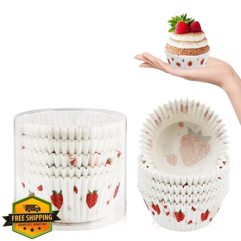 Kiopdse Cupcake Liners White Red