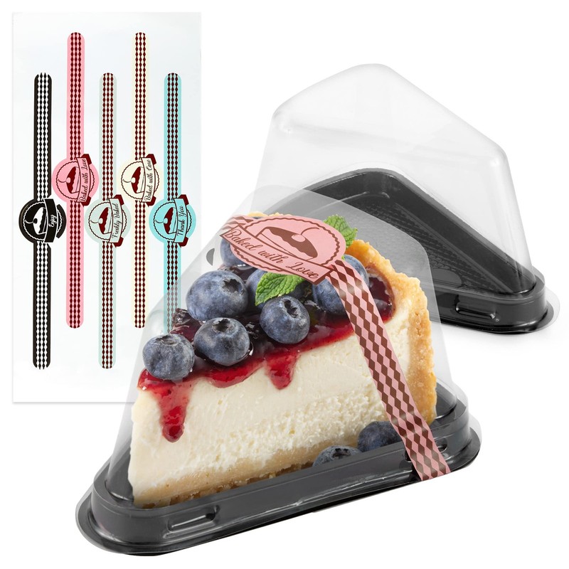 Stock Your Home Cake Slice Containers Plastic Cheesecake Pie Boxes 50 Pack