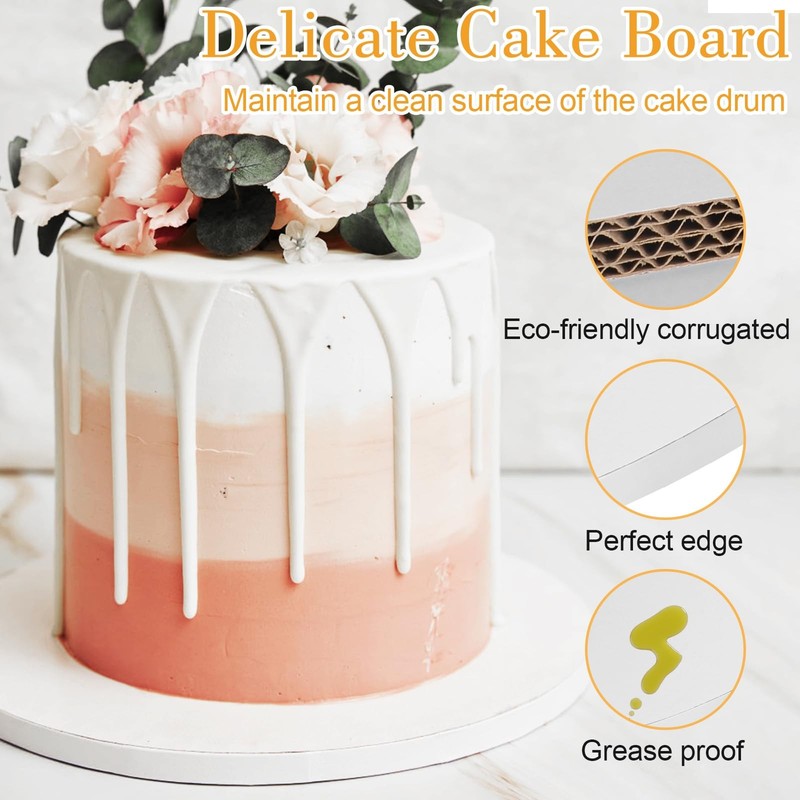 12 PCS 14 inch Round White Cake Drums 1/2 inch Thick Cardboard Base Wedding gallery