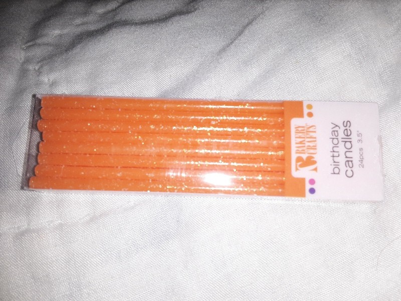 Bakery crafts 24 pieces 3.5 in bright orange slim glitter candles 2017 decopac