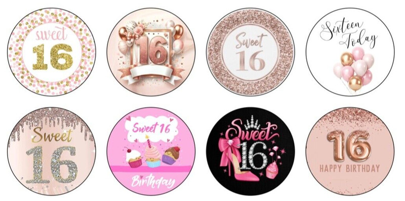 Cake Toppers Happy 16th Sweet Sixteen Birthday Girl 24 PRECUT Edible Wafer Paper gallery