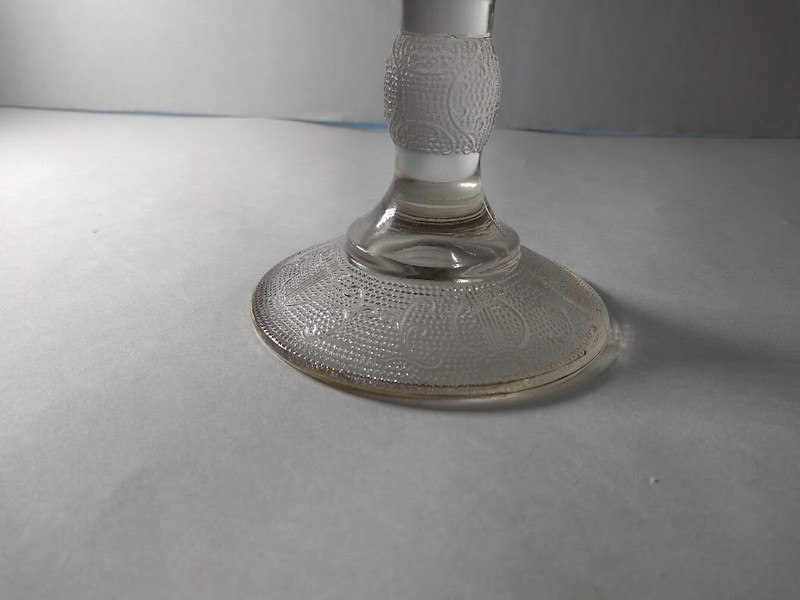 Vintage CAKE PEDESTAL PLATE Jeanette Glass HARP Scalloped Gold Rim gallery